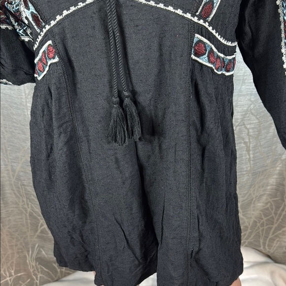 Free People Black Mini Dress with Embroidered Details - Picture 4 of 9